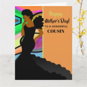 アフリカ系エレガントアメリカ人のいとこおふくろの日 カード (黄色い花)