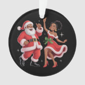 アフリカ系サンタクロース夫人ダンスアメリカンクリスマス オーナメント (正面)