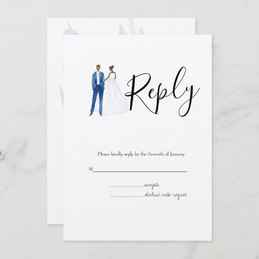 アフリカ系図解入りの、写真付きのアメリカ人結婚カップル エンクロージャーカード (正面/裏面)