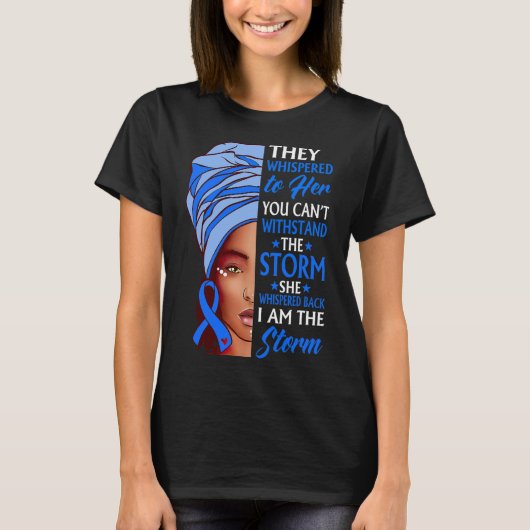 アフリカ系女性 アフロ 我こそは嵐 脊髄小脳変性症 啓発 Tシャツ (正面)