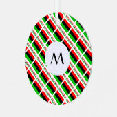 アフリカ系米国国旗のタイルイニシャルラウンド メタルオーナメント (正面左)