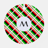 アフリカ系米国国旗のタイルイニシャルラウンド メタルオーナメント (裏面)