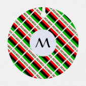 アフリカ系米国国旗のタイルイニシャルラウンド メタルオーナメント (正面)