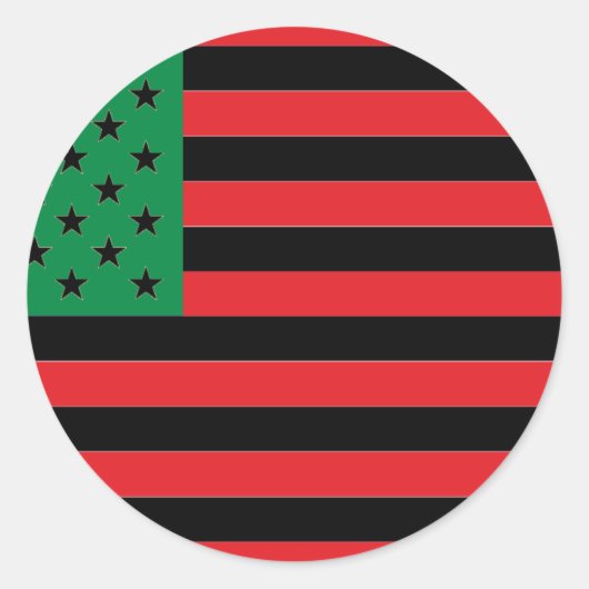 アフリカ系米国国旗 – 赤黒と緑 ラウンドシール (正面)