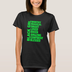 アフリカ系10代のアメリカ人少女Worthy & Self Est Tシャツ