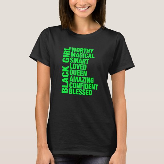 アフリカ系10代のアメリカ人少女Worthy & Self Est Tシャツ (正面)