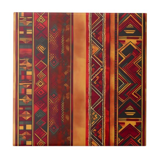 アフリカ素朴モチーフ瓦 タイル (正面)