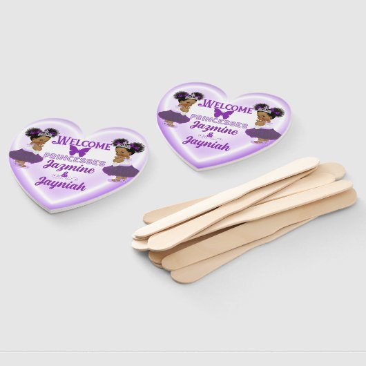 アフリカ紫王室のプリンセスツインベビーシャワー ハンドファン (組立なし)