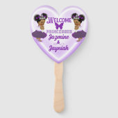 アフリカ紫王室のプリンセスツインベビーシャワー ハンドファン (裏面)