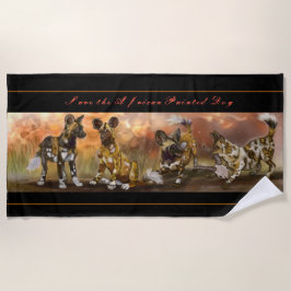 アフリカ絵を描の子犬 ビーチタオル