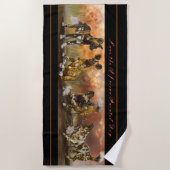 アフリカ絵を描の子犬 ビーチタオル (正面)