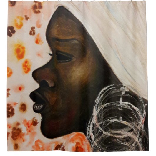 アフリカ美しいかわいらし女性シャワーカーテン シャワーカーテン (正面)