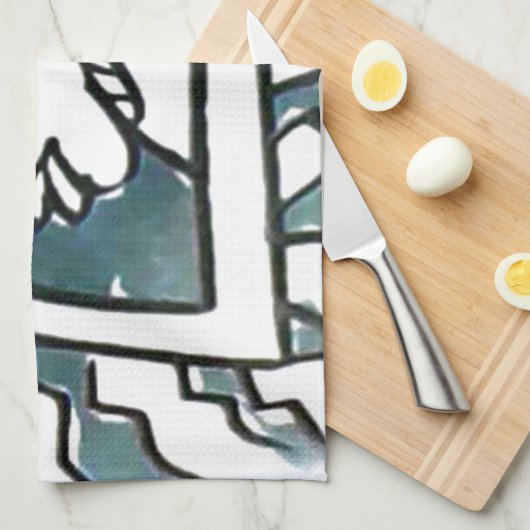 アフリカ美しいボンゴマサイポートレートトバルアート キッチンタオル (四つ折り)