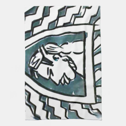 アフリカ美しいボンゴマサイポートレートトバルアート キッチンタオル (縦)