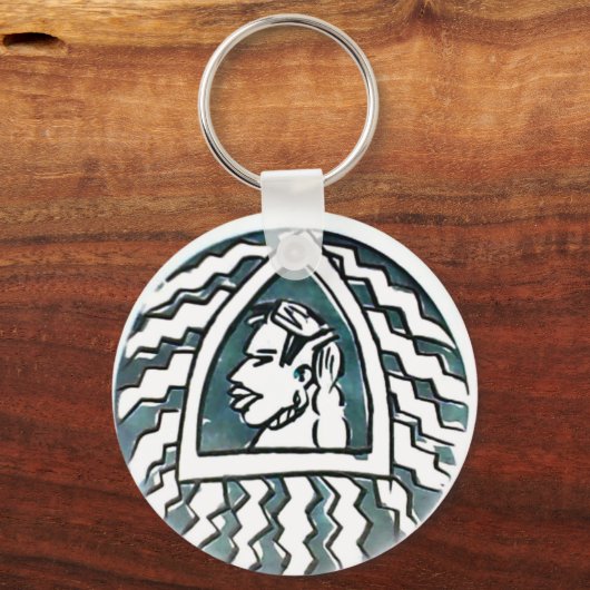 アフリカ美しいボンゴマサイポートレートトバルアート キーホルダー (正面)