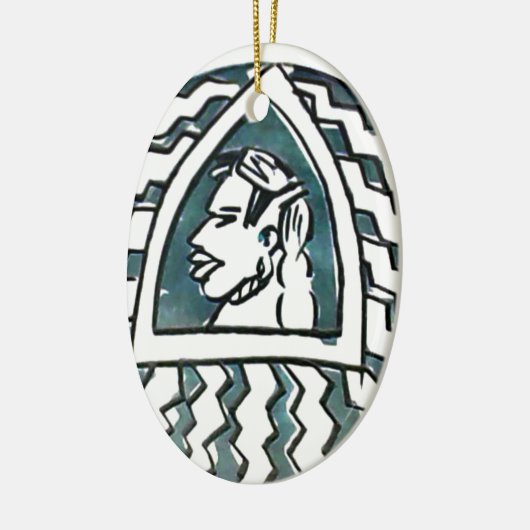 アフリカ美しいボンゴマサイポートレートトバルアート セラミックオーナメント (左)