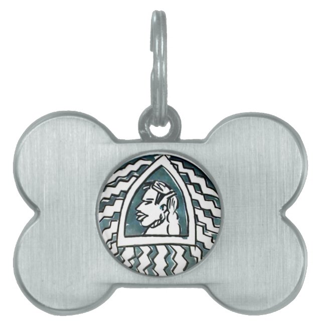 アフリカ美しいボンゴマサイポートレートトバルアート ペットネームタグ (正面)