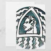 アフリカ美しいボンゴマサイポートレートトバルアート 便箋 (正面/裏面)