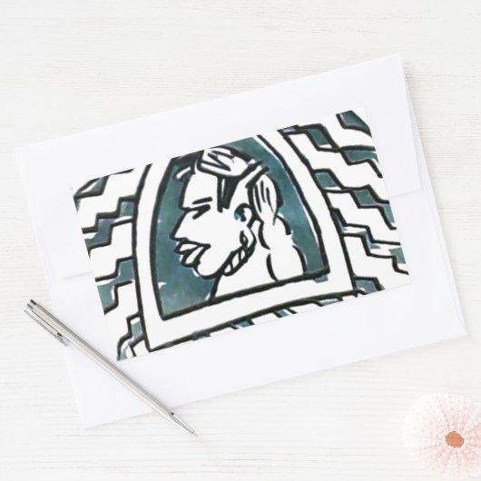 アフリカ美しいボンゴマサイポートレートトバルアート 長方形シール (封筒)