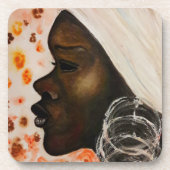 アフリカ美しい飲料用コースター女性 – 水彩 コースター (正面)