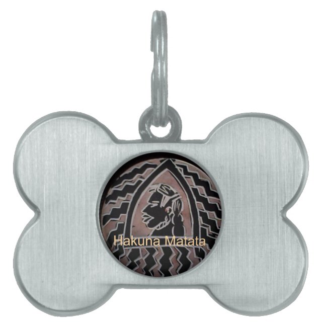 アフリカ美しい：ボンゴマサイポートレート部族芸術 ペットネームタグ (正面)