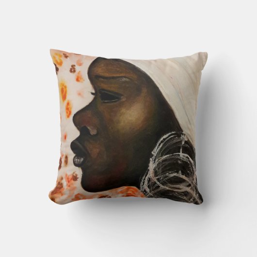 アフリカ美しい – 水絵画色 クッション (正面)