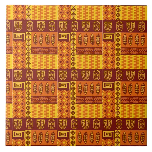 アフリカ美術の幾何学的パターン タイル (正面)