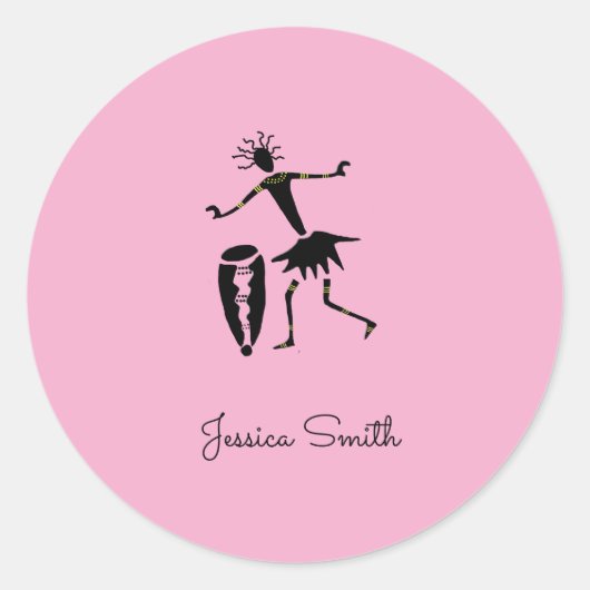 アフリカ美術感動的ダンス ラウンドシール (正面)