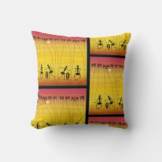 アフリカ美術素晴らし熱帯の夕日 クッション (正面)