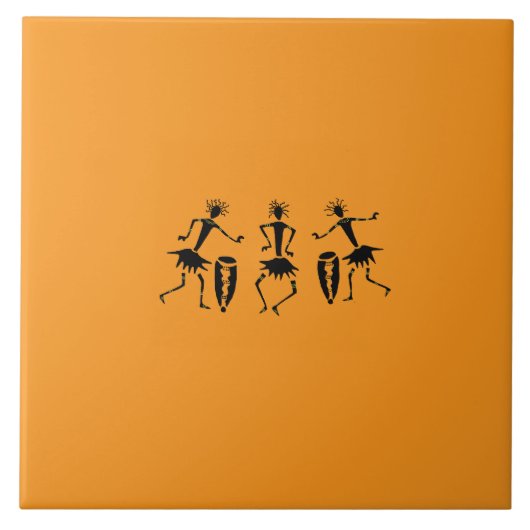 アフリカ美術、ダンサー感動的のシルエット タイル (正面)
