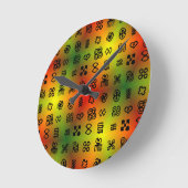 アフリカ色のアディンクラ記号 ラウンド壁時計 (傾斜)