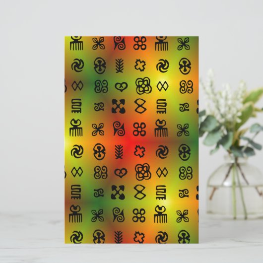 アフリカ色のAdinkra記号 便箋 (スタンド正面)