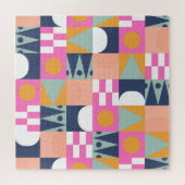 アフリカ色ブロック、幾何学的パターン。 ジグソーパズル (横)