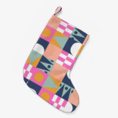 アフリカ色ブロック、幾何学的パターン。 スモールクリスマスストッキング (正面 (吊り時))