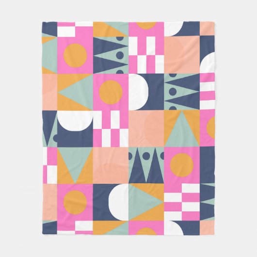 アフリカ色ブロック、幾何学的パターン。 フリースブランケット (正面)