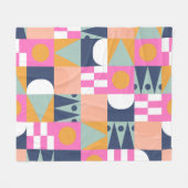 アフリカ色ブロック、幾何学的パターン。 フリースブランケット (正面(横))