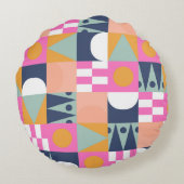 アフリカ色ブロック、幾何学的パターン。 ラウンドクッション (裏面)
