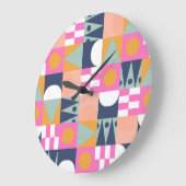 アフリカ色ブロック、幾何学的パターン。 ラージ壁時計 (傾斜)