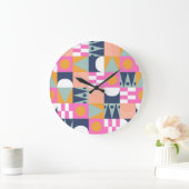 アフリカ色ブロック、幾何学的パターン。 ラージ壁時計 (ホーム)