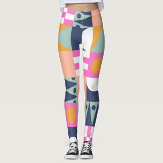 アフリカ色ブロック、幾何学的パターン。 レギンス