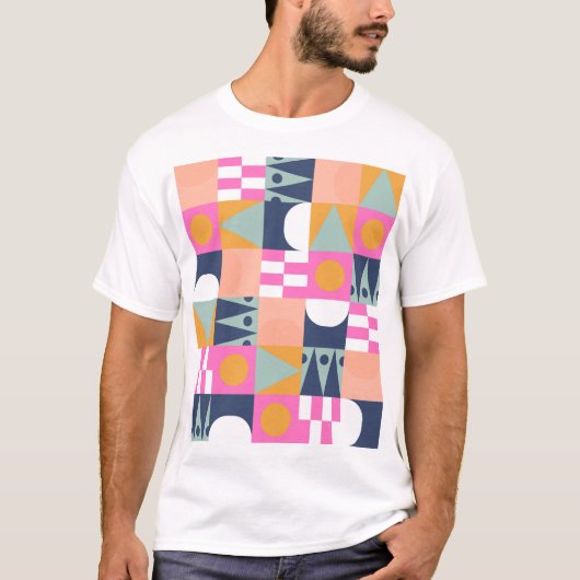 アフリカ色ブロック、幾何学的パターン。 Tシャツ (正面)