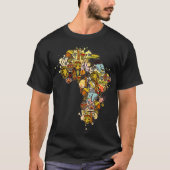 アフリカ芸術的地図ブラックヒストリ月間アフリカA Tシャツ (正面)