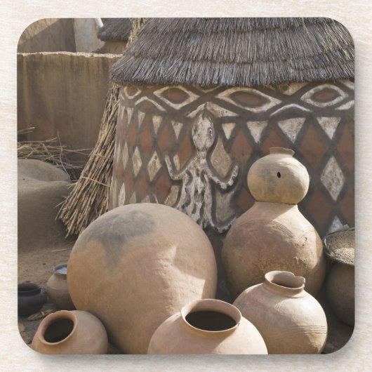 アフリカ西アフリカガーナシリグ手作りの コースター (正面)
