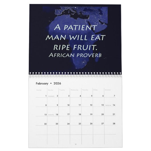 アフリカ諺 カレンダー (2月 2026)