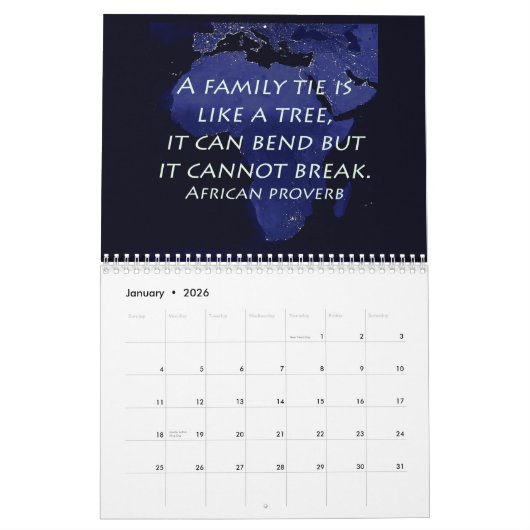 アフリカ諺 カレンダー (1月 2026)