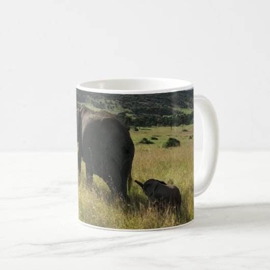 アフリカ象のケニヤのマサイ語マラ コーヒーマグカップ (正面右)