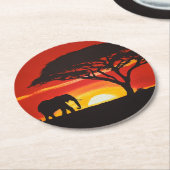 アフリカ象の夕暮れ ラウンドペーパーコースター (アングル)