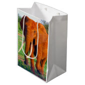 アフリカ象の大人写真 ミディアムペーパーバッグ (正面アングル)