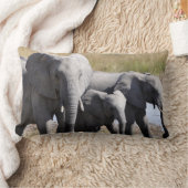 アフリカ象の群れ ランバークッション (ブランケット)