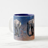 アフリカ象の野生動物サポーター飲むマグカップ ツートーンマグカップ (正面左)